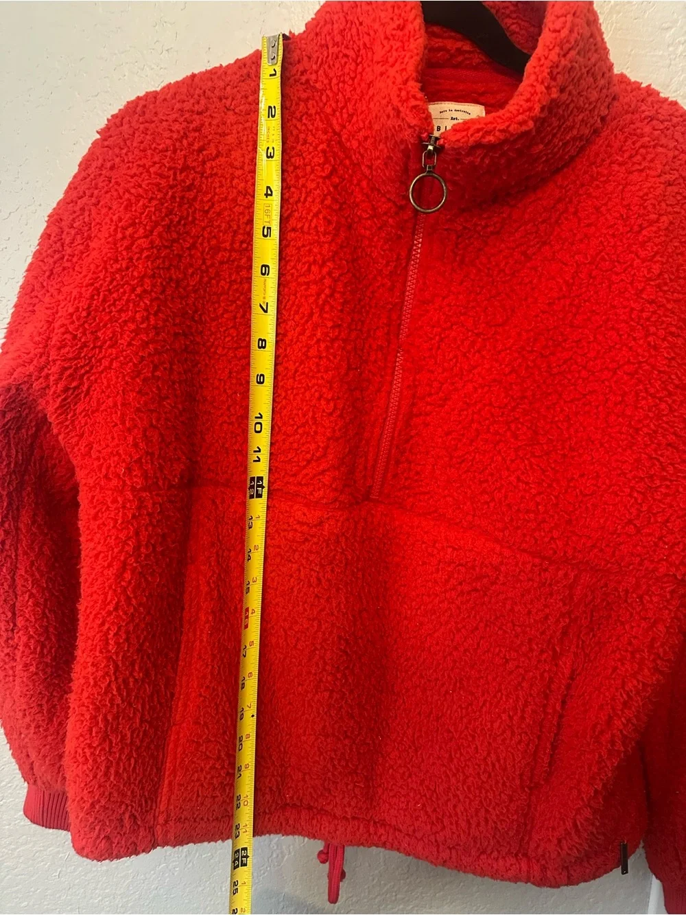 Billabong Bright Red Tomato Teddy Sherpa  Fleece Half Zip Jacket - Picture 11 of 11